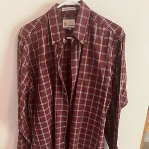 London Fog Burgundy Plaid Button Down Shirt